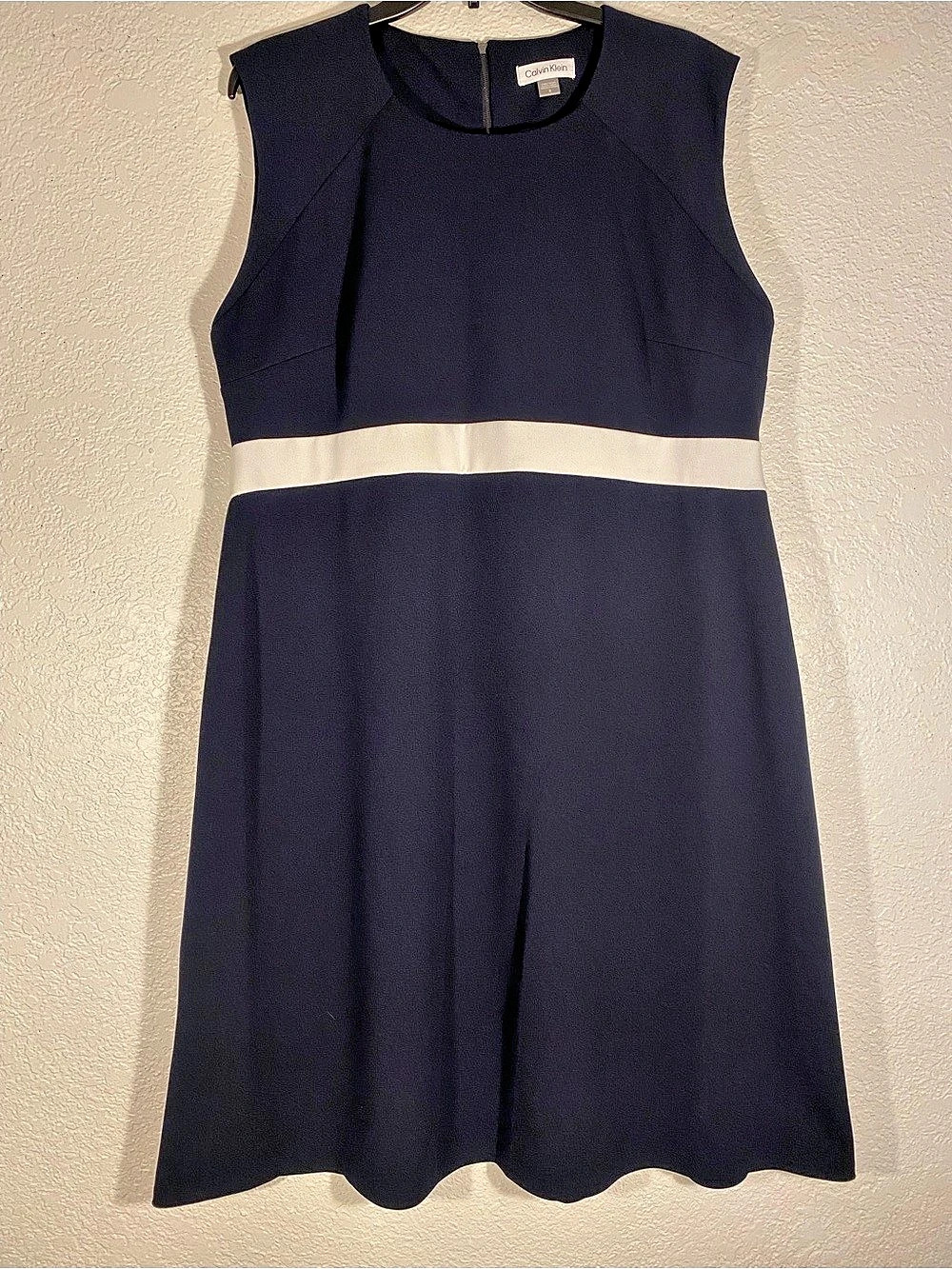 Calvin Klein Color Block Midi Dress Blue & White Size 16